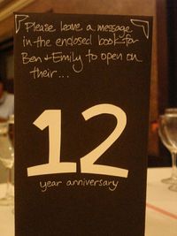 creative table numbers / anniversary book