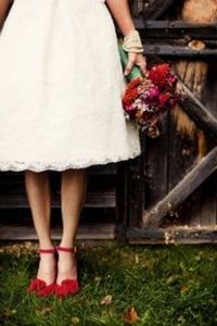 red and white wedding shoes
